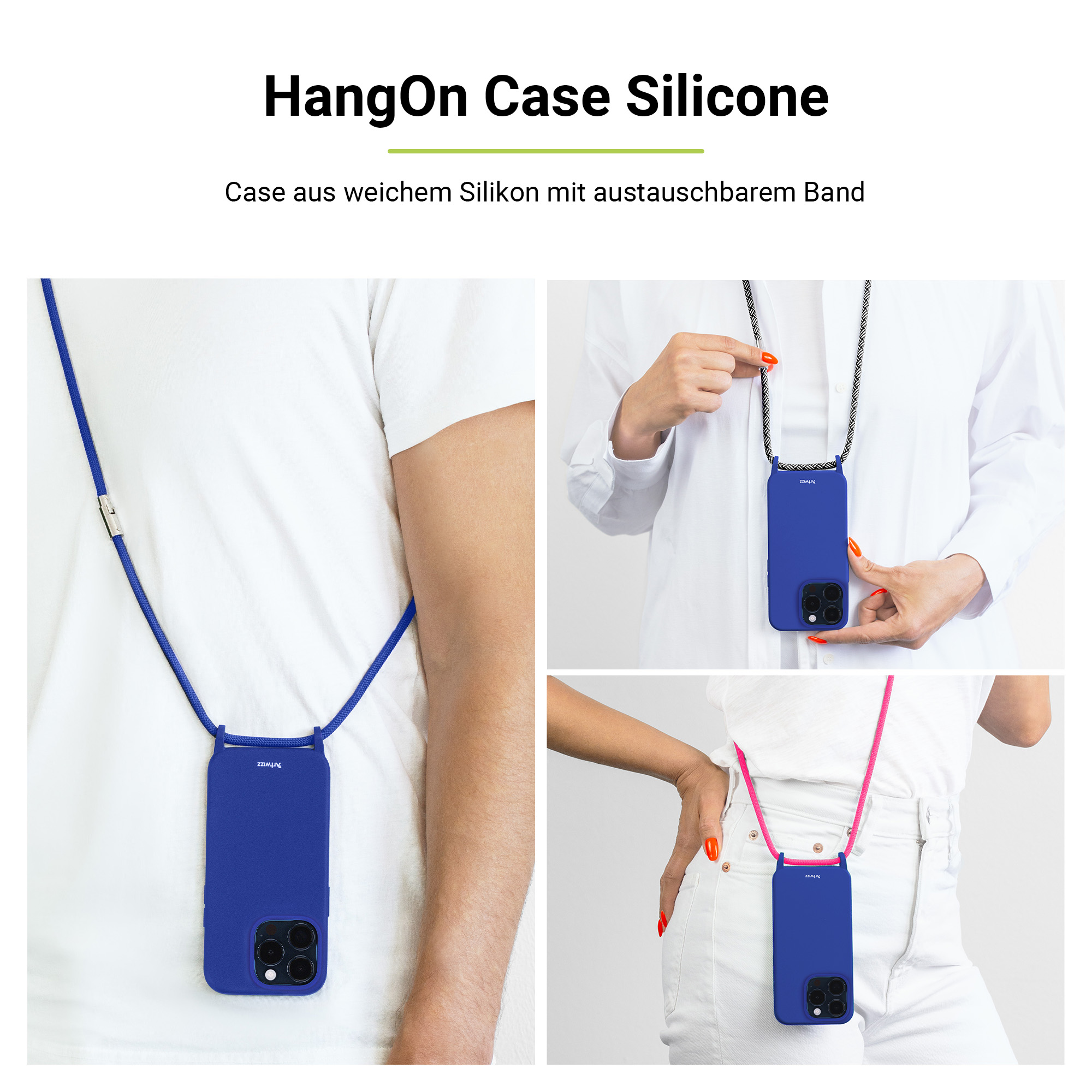 Artwizz HangOn Band - Cinturino Intercambiabile Per Smartphone, Lunghezza Regolabile 1,5 M, Bianco E Nero