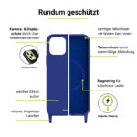 Artwizz HangOn Case Silicone für iPhone 15, Dunkelblau, Robuste Handykette aus Silikon