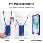Artwizz HangOn Case Silicone für iPhone 15, Dunkelblau, Drei Tragemöglichkeiten: Um den Hals, als Crossbody oder als Case ohne Band