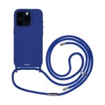 Artwizz HangOn Case Silicone für iPhone 15 Pro, Dunkelblau, Rückseite mit Band, Frontansicht