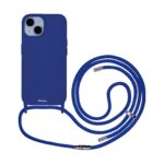 Artwizz HangOn Case Silicone für iPhone 15, Dunkelblau, Rückseite mit Band, Frontansicht