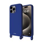 Artwizz HangOn Case Silicone für iPhone 15 Pro Max, Dunkelblau, Vorderseite und Rückseite ohne Band, Seitenansicht