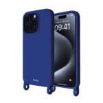 Artwizz HangOn Case Silicone für iPhone 15 Pro, Dunkelblau, Vorderseite und Rückseite ohne Band, Seitenansicht