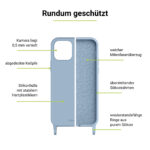 Artwizz HangOn Case Silicone für iPhone 14, Hellblau, Robuste Handykette aus Silikon