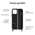 Artwizz HangOn Case Silicone für iPhone 14 Pro Max, Schwarz, Robuste Handykette aus Silikon