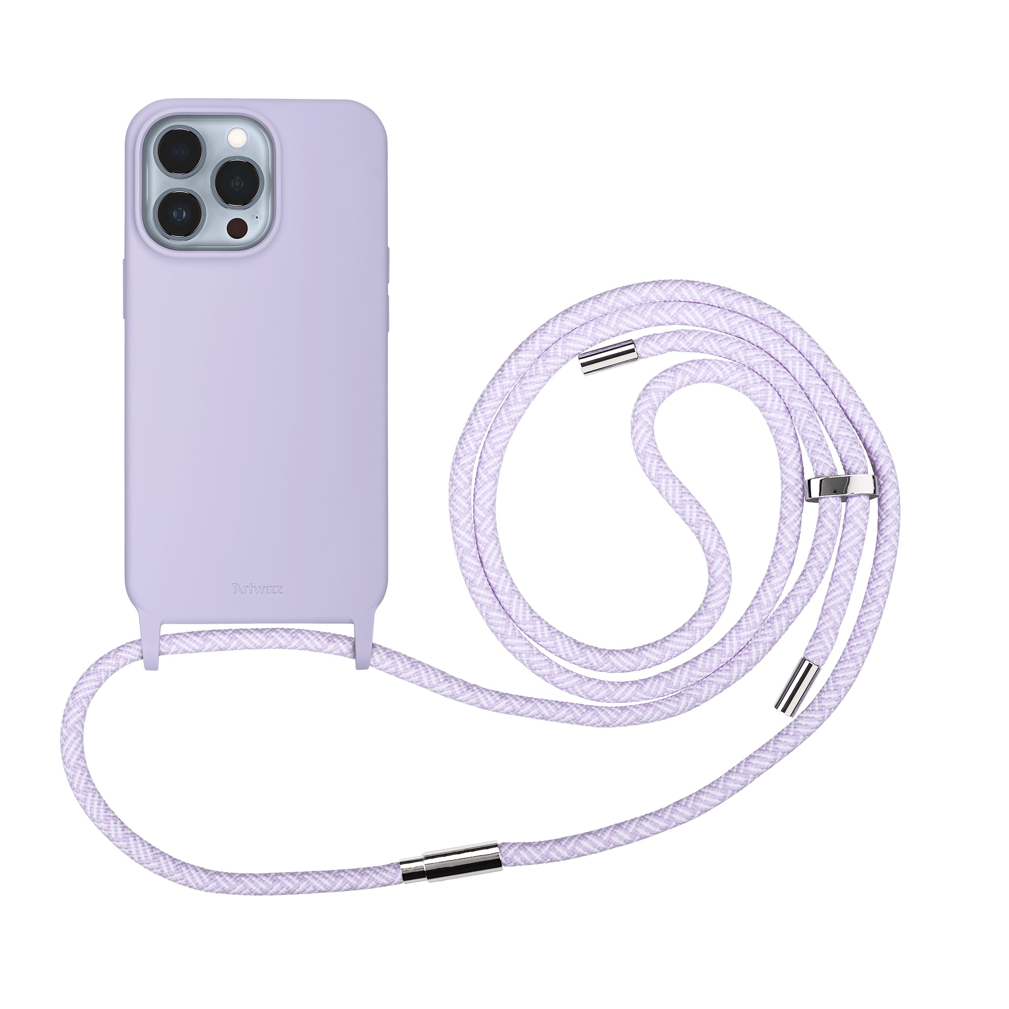 Artwizz HangOn Case Silicone für iPhone 13 Pro, Lila, Rückseite mit Band, Frontansicht