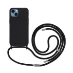 Artwizz HangOn Case Silicone für iPhone 13, Schwarz, Rückseite mit Band, Frontansicht
