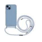 Artwizz HangOn Case Silicone für iPhone 13, Hellblau, Rückseite mit Band, Frontansicht