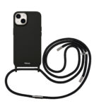 Artwizz HangOn Case Silicone für iPhone 14, Schwarz, Rückseite mit Band, Frontansicht