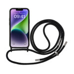 Artwizz HangOn Case Silicone für iPhone 14 Plus, Schwarz, Vorderseite mit Band, Frontansicht