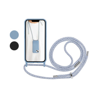 Artwizz HangOn Case Silicone für iPhone 13 Pro Max. Handykette erhältlich in Hellblau und Schwarz.