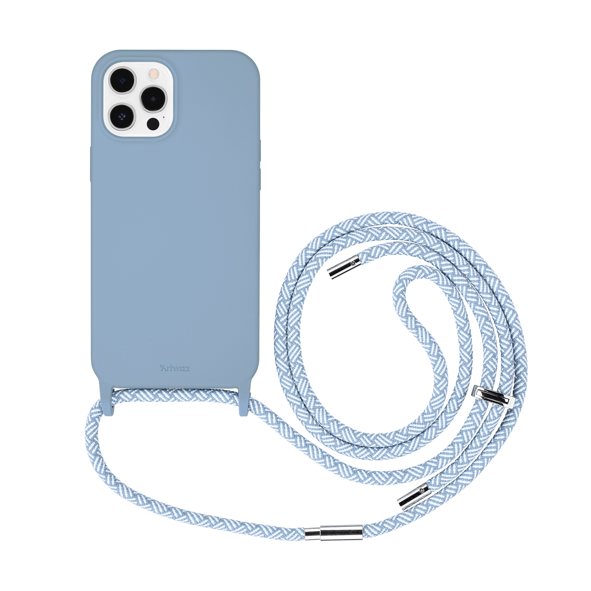 Artwizz HangOn Case Silicone für iPhone 12 Pro Max, Hellblau, Rückseite mit Band, Frontansicht