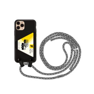 HangOn Case Handykette mit Kartenfach für iPhone 11 Pro in Schwarz, Rückseite, Frontansicht