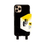 HangOn Case Handykette mit Kartenfach für iPhone 11 Pro in Schwarz, Rückseite, Frontansicht mit Karte